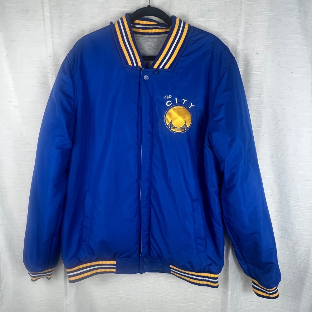 Golden State Warriors The City Reversible JH Design Jacket Blue Grey Mens XL NBA